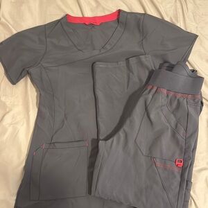 Carhartt Gray and Pink Women's Scrub Set